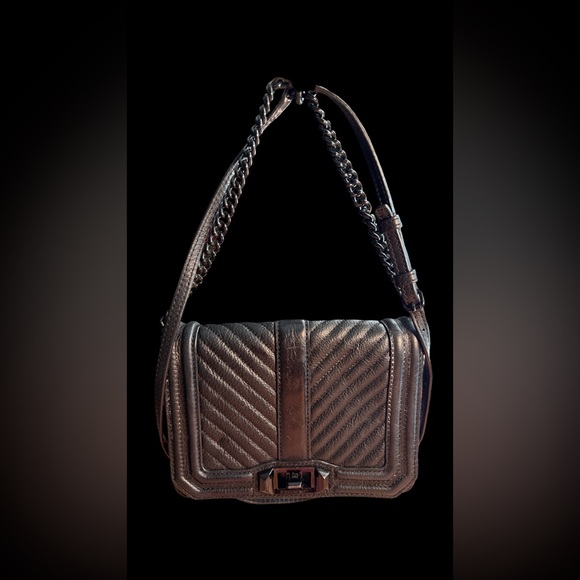 Rebecca Minkoff Love Chevron Quilted Leather Crossbody Bag with Turnlock - Picture 1 of 11